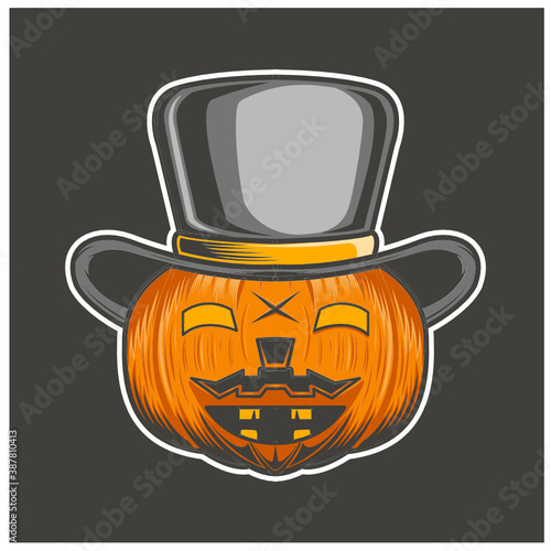 halloween horor pumpkin vampire logo illustration