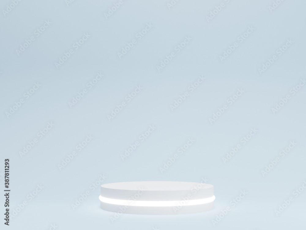 Minimal product display stand. Mock up podium in abstract white and blue pastel composition, 3d rendering, 3d illustration Minimal product display stand. Mock up podium in abstract white and blue pastel composition, 3d rendering, 3d illustration