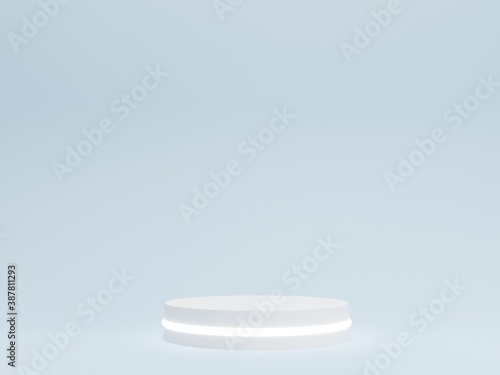 Minimal product display stand. Mock up podium in abstract white and blue pastel composition  3d rendering  3d illustration