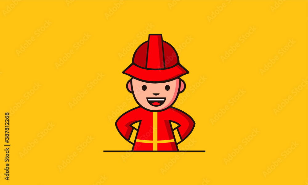 cartoon illustration of a firefighter 