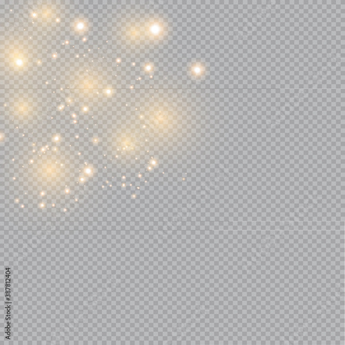Glow light effect. Vector illustration. Christmas flash dust. White sparks and glitter special light effect. Vector sparkles on transparent background. Sparkling magic dust particles