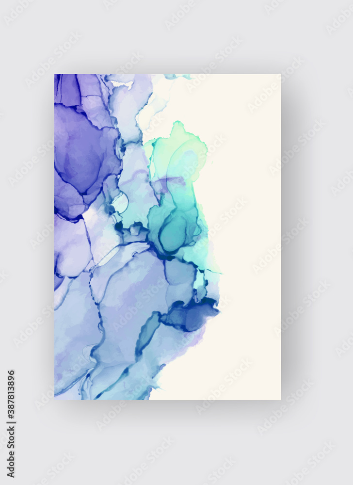 Alcohol ink vector texture banner. Fluid ink abstract background.