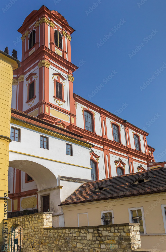 Tower of the Church of the Annunciation in Litomerice, Czech Republic
