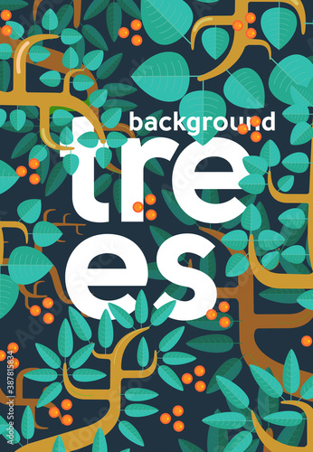The inscription is a grass in the center and plant elements envelop this inscription. Flat vector illustration