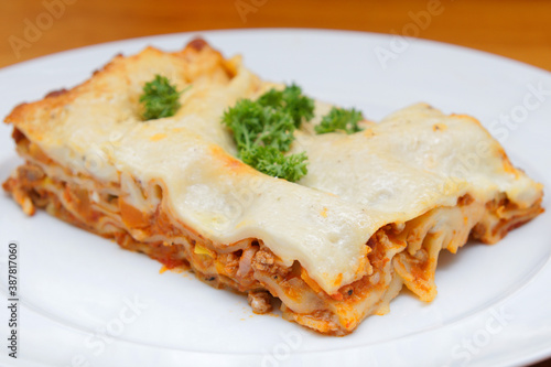 lasagne homemade with bolognese sauce