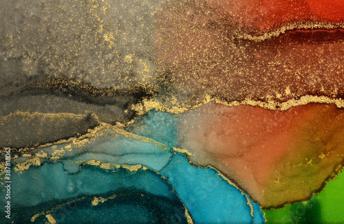 Art Abstract painting blots horizontalbackground. Alcohol ink colors. Marble texture. photo