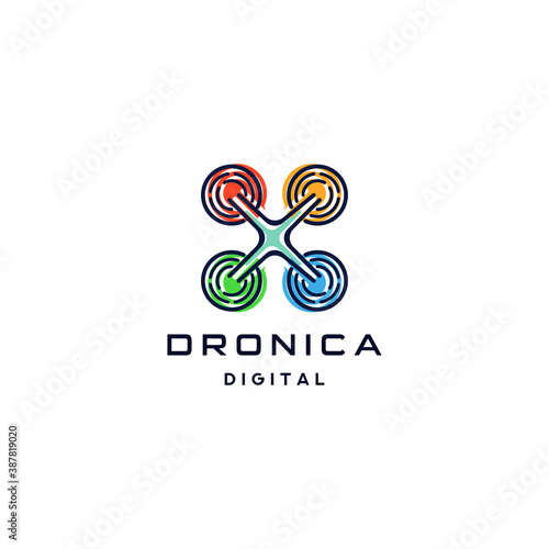 Dron Line Art Logo Vector Icon Illustration