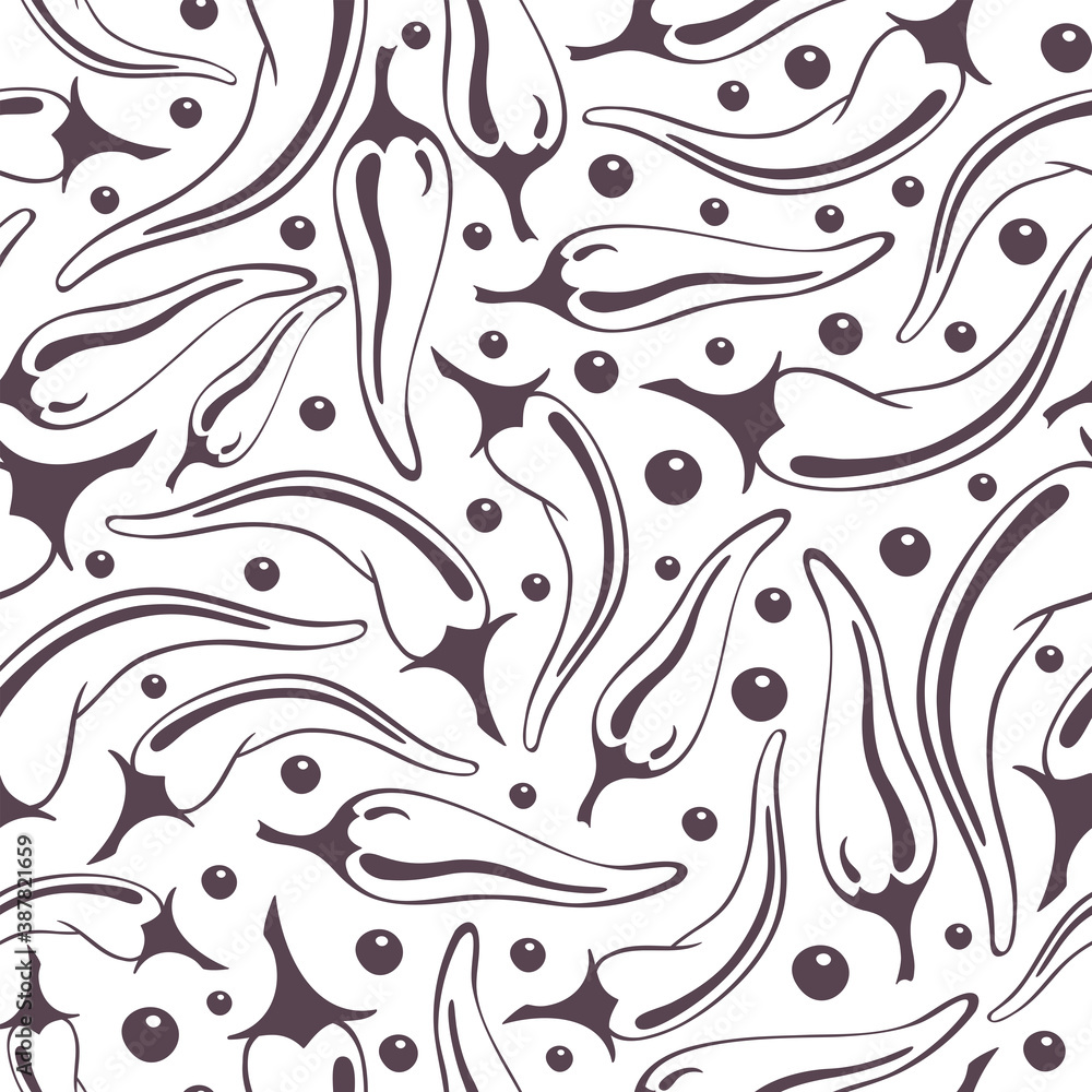 Fototapeta premium Chili peppers seamless pattern. Black and white 