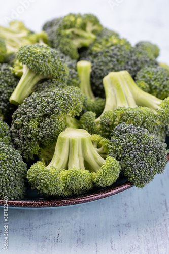 Healthy Green Organic Raw Broccoli Florets Ready for Cooking
