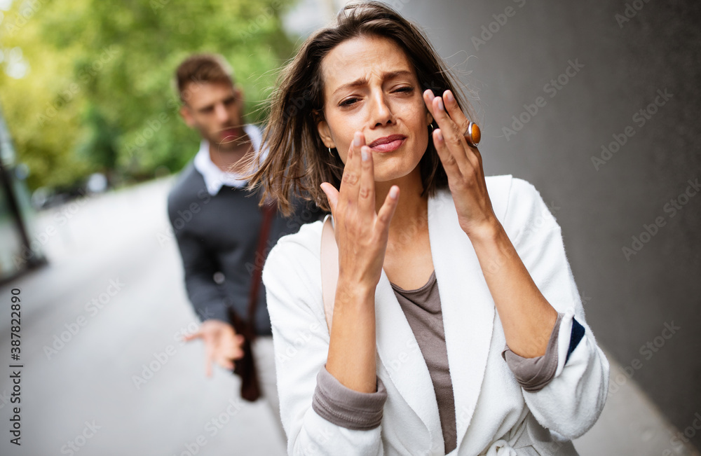 Frustrated couple arguing and having marriage problems Frustrated couple arguing and having marriage problems