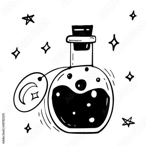 Halloween illustration. Vector hand drawn potion jar. EPS10