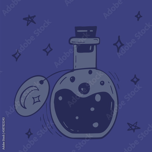 Halloween illustration. Vector hand drawn potion jar. EPS10