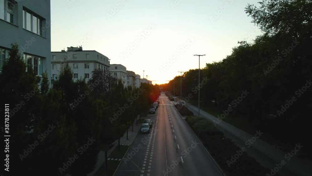 The Stunning Scenery Of A Peaceful City Of Gdynia, Poland During Sunset - Aerial Shot The Stunning Scenery Of A Peaceful City Of Gdynia, Poland During Sunset - Aerial Shot