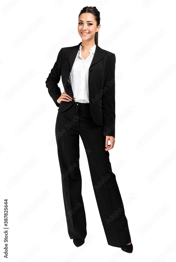 Portrait of a beautiful businesswoman isolated on white background, full length Portrait of a beautiful businesswoman isolated on white background, full length