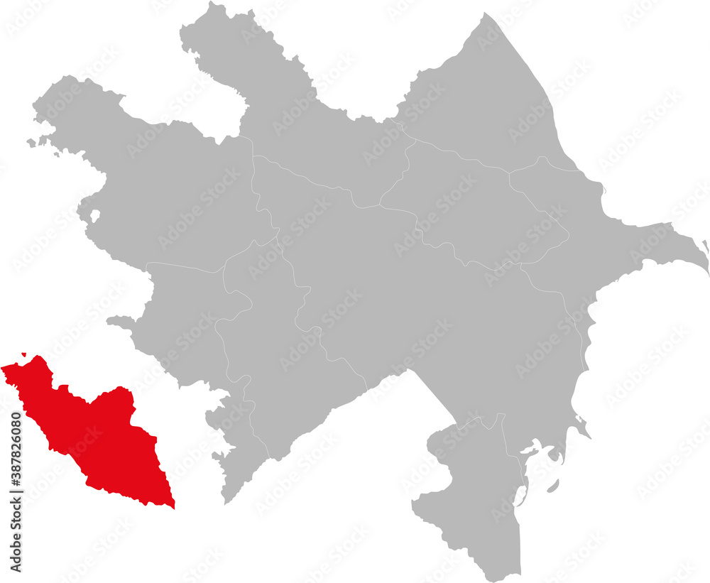Nakhchivan region isolated on Azerbaijan. Gray background.