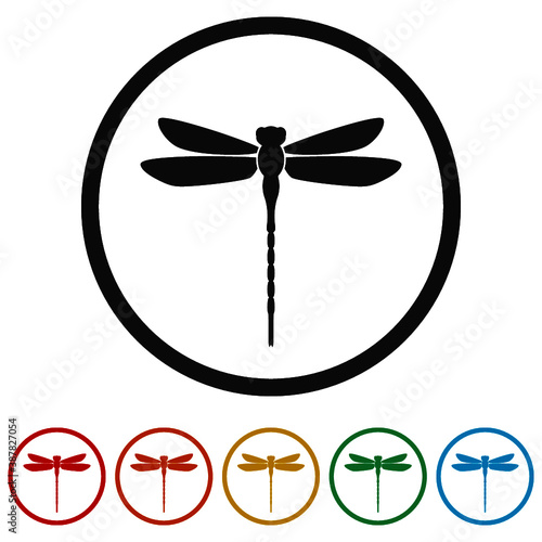 Dragonfly ring icon, color set