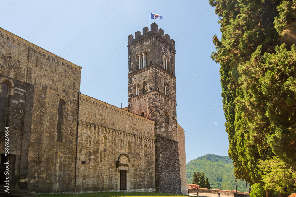 St Cristopher church and its bell tower, cathedral of the city of Barga, Garfagnana - Tuscany