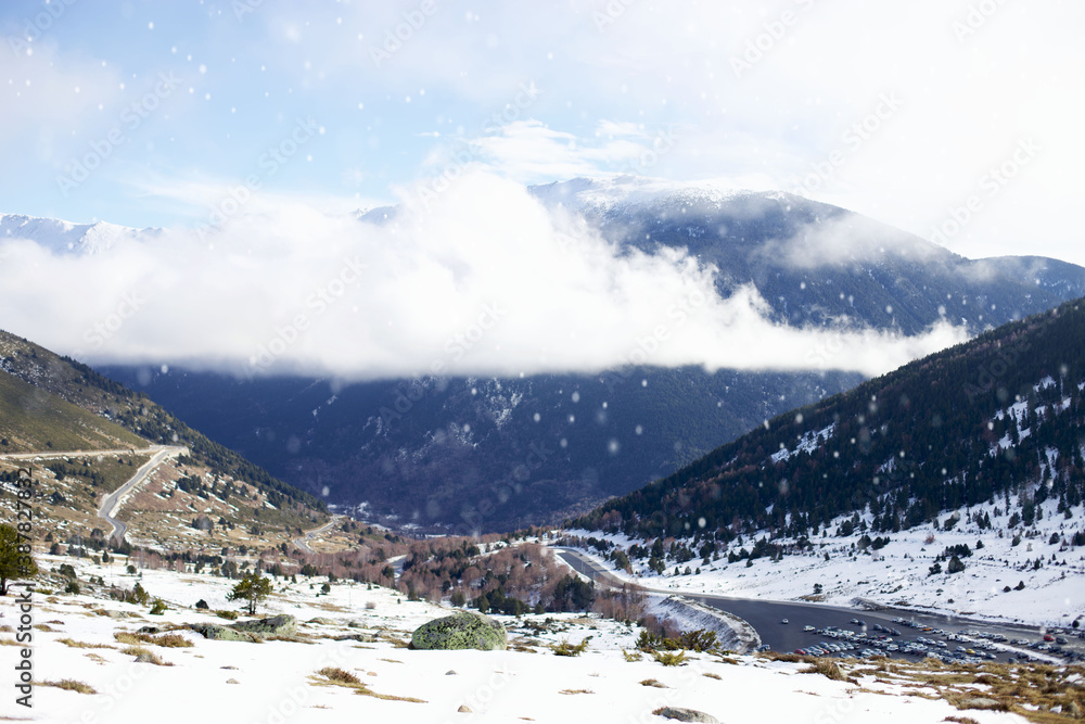 Fototapeta premium landscape with snow covered mountains