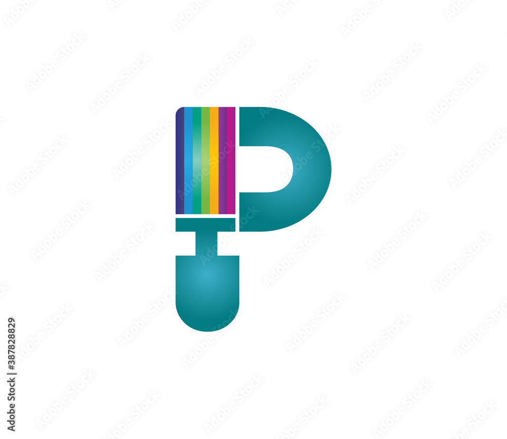 P Alphabet Paint Logo Design Concept P Alphabet Paint Logo Design Concept