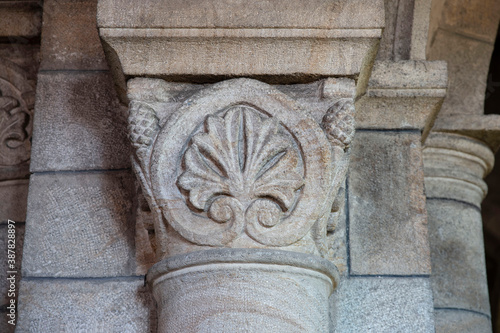 Old column capital in a church in France