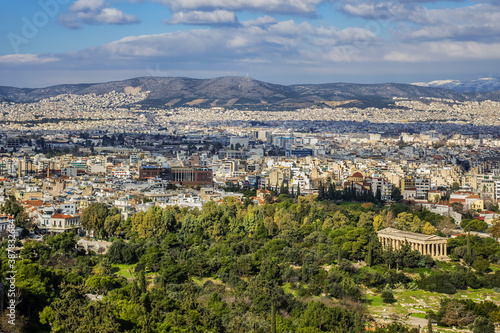 Athens Panoramic view from Acropolis hill. Athens, Greece.