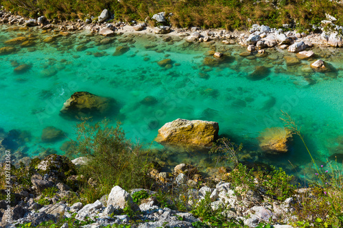 Soca river, Soca Valley, Julian Alps, Municipality of Kobarid, Slovenia, Europe