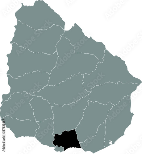 Black Location Map of the Uruguayan Department of Canelones within Grey Map of Uruguay