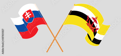 Photography Crossed flags of Brunei and Slovakia