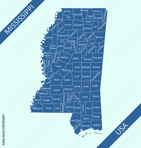 County map of Mississippi photo