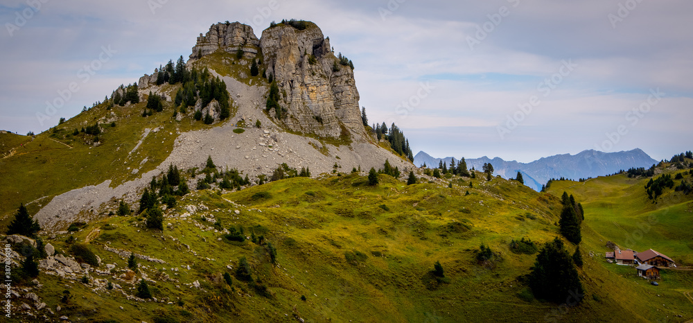 Popular mountain in the Swiss Alps called Schynige Platte in Switzerland - travel photography