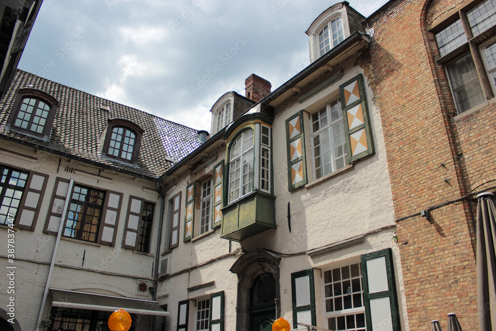 Bruges, Belgium - May 12, 2018: The Building A Very Old Hotel