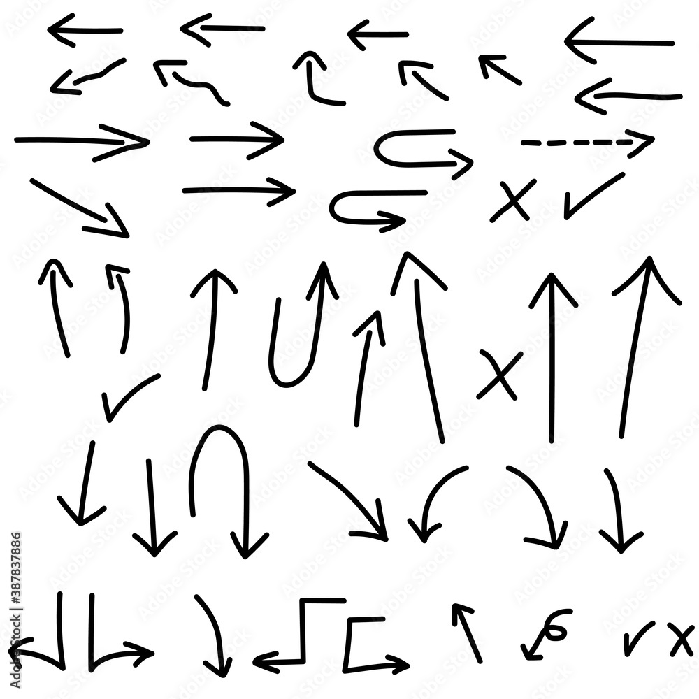 Set of rough hand drawn, handmade elements arrows, waypoints isolated on white background EPS Vector Set of rough hand drawn, handmade elements arrows, waypoints isolated on white background EPS Vector