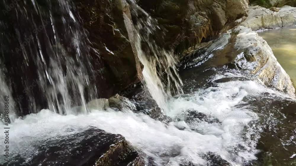 Wild Mountain River Close Up Abundant Clear Stream. Wild Mountain River Close Up Abundant Clear Stream.