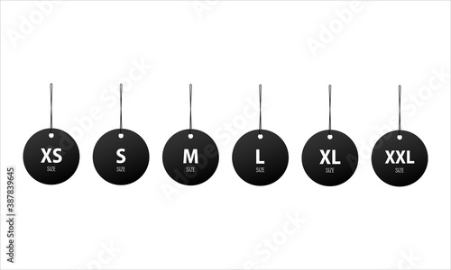 XS S M L XL XXL icon. Vector on isolated white background. EPS 10