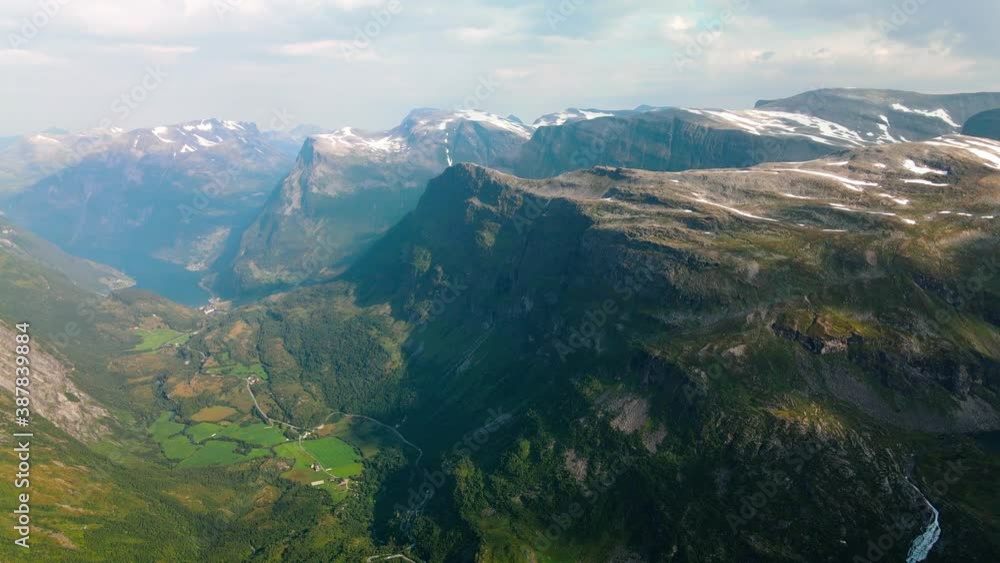 Panorama of Geirangerfjord and mountains, Dalsnibba viewpoint, Norway Panorama of Geirangerfjord and mountains, Dalsnibba viewpoint, Norway