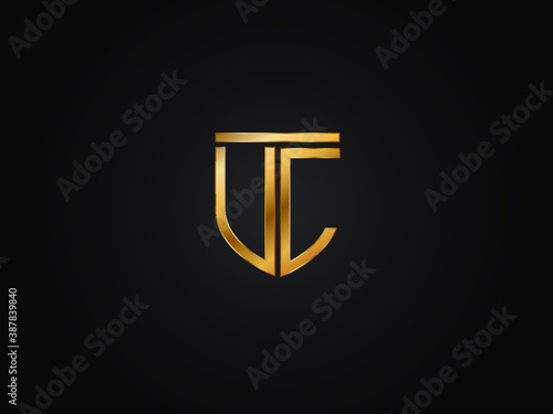 VC Logo monogram with emblem shield shape design
isolated gold colors on black background