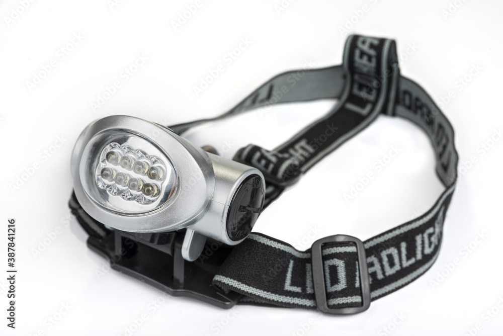 Led headlight on a white background