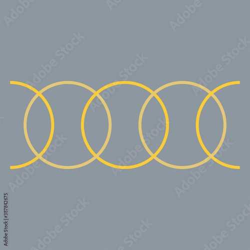 A golden ring chain link pattern against a silver background.