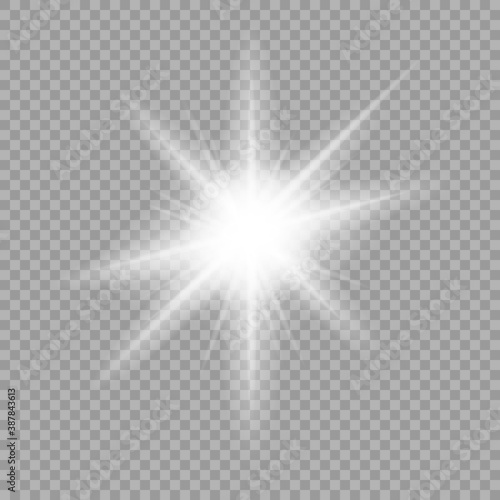 White glowing light burst explosion with transparent. Vector illustration for cool effect decoration with ray sparkles.Vector illustration.