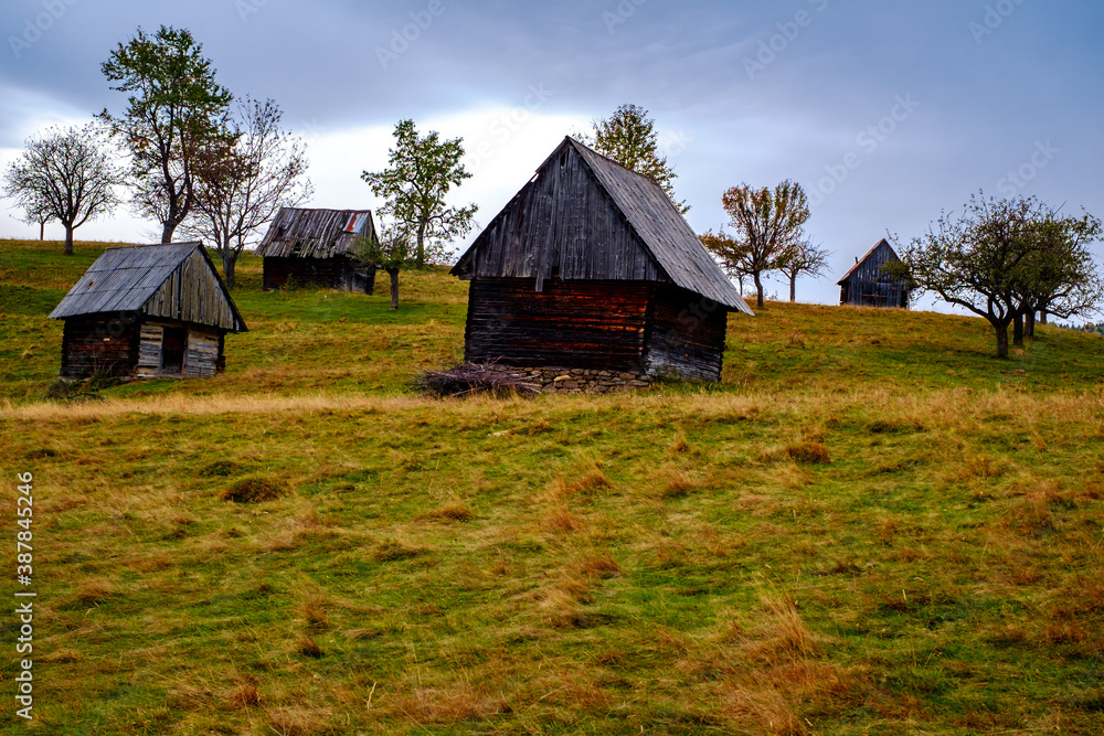 Colorful autumn landscape in the Romanian Carpathians, Fantanele village, Sibiu county, Cindrel mountains, 1100m, Romania Colorful autumn landscape in the Romanian Carpathians, Fantanele village, Sibiu county, Cindrel mountains, 1100m, Romania