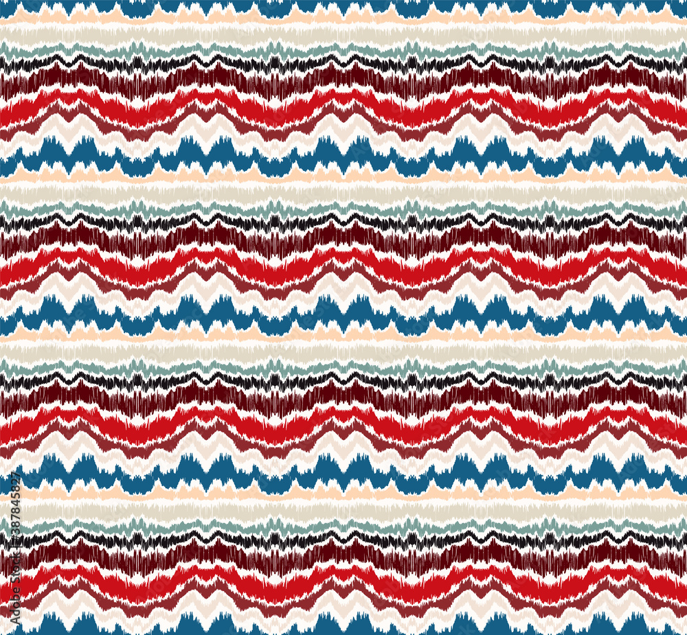 Ikat border. Geometric folk ornament. Ink on clothes. Tribal vector texture. Seamless striped pattern in Aztec style. Ethnic embroidery. Indian, Scandinavian, Gypsy, Mexican, African rug. Ikat border. Geometric folk ornament. Ink on clothes. Tribal vector texture. Seamless striped pattern in Aztec style. Ethnic embroidery. Indian, Scandinavian, Gypsy, Mexican, African rug.