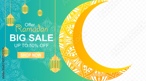 illustration of an background with mandala ornament for ramadan kareem sale banner promotion