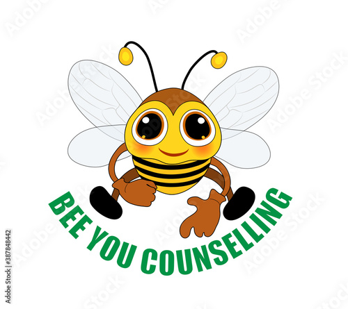 Bee you counselling Biene,
Reklame Schild, 
Vektor Illustration isoliert auf weißem Hintergrund
 photo