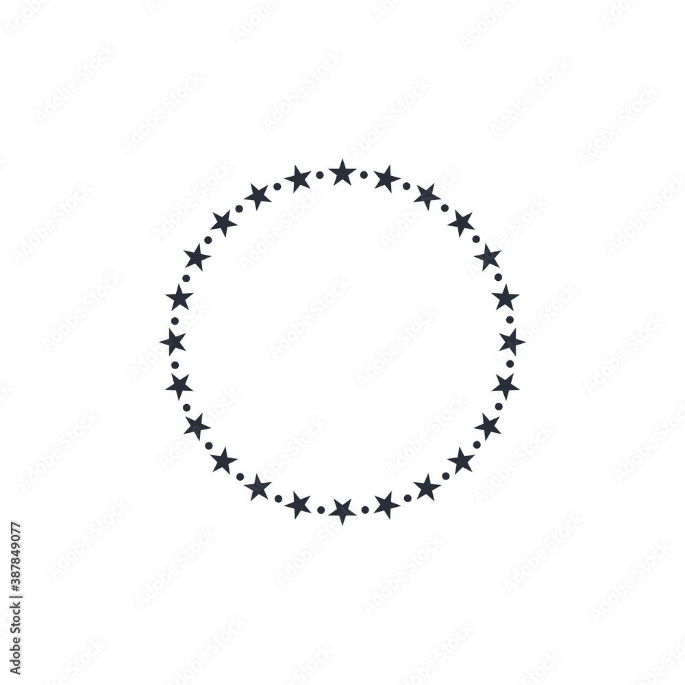 Stars and dots, empty frame. Vector isolated on white background. Stars and dots, empty frame. Vector isolated on white background.