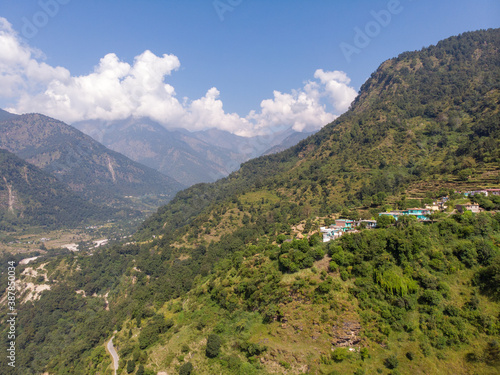 Aerial landscape in the mountains. Bird eye view taken through a drone © theStorygrapher