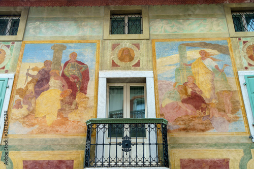 Historic building of Cortina d Ampezzo, Dolomites, Italy photo