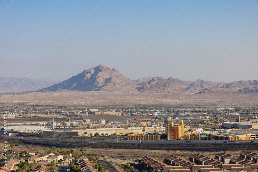 Sunny high angle view of the Henderson skyline
