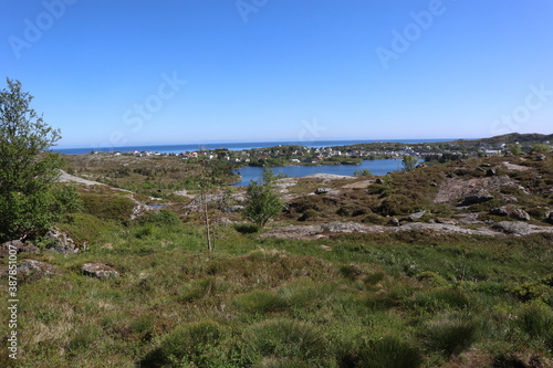 Norway - June 16 2019: Hiking in the area of Sorvagen, Lofoten Islands