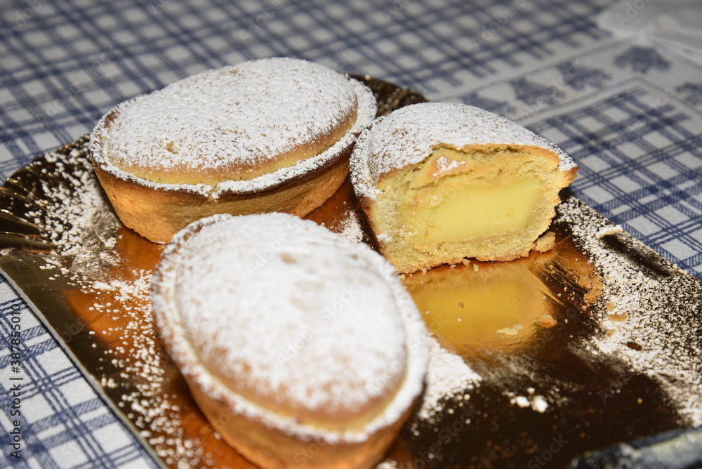 Italian Pasticciotto With Icing sugar On Italian Pasticciotto With Icing sugar On