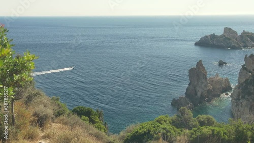 Rocky coastline of Corfu Island, Greece.